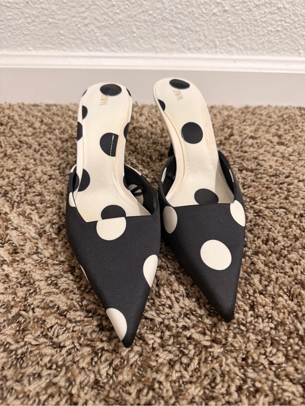 Zara Satin Effect Polka Dot Heel
